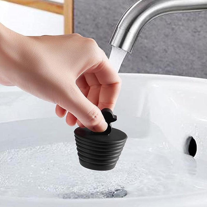 Universal Black Silicone Bathtub Plug Leak Proof Durable Suction Base Fits Standard Drains - Image 2